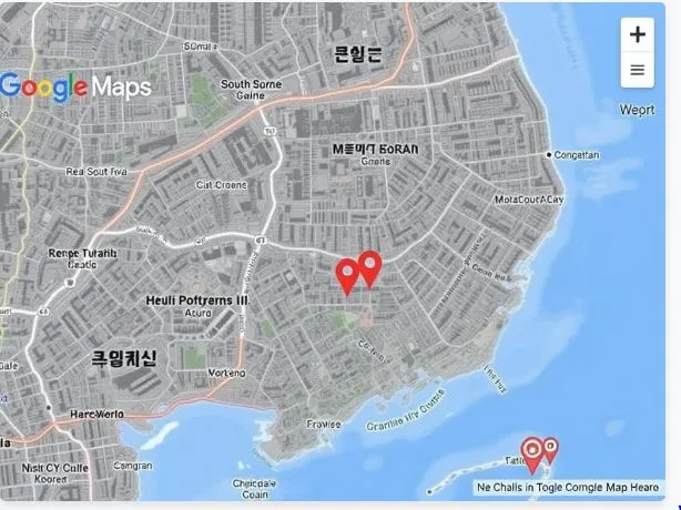  Google Maps navigation interface displayed on a smartphone against a South Korea city street background showing Seoul landmarks.