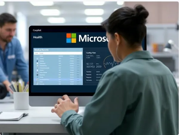 Microsoft Copilot Health app interface showing personalized health insights and provider matching on a smartphone screen.